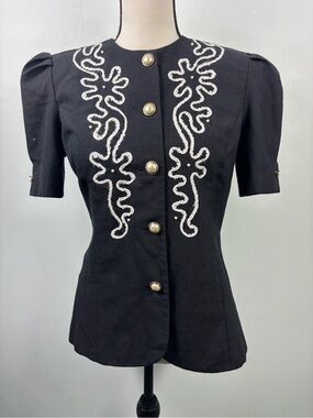 Vintage S.L. Fashions Petite Women’s Blouse Jacket Soutache Cord Embroidery